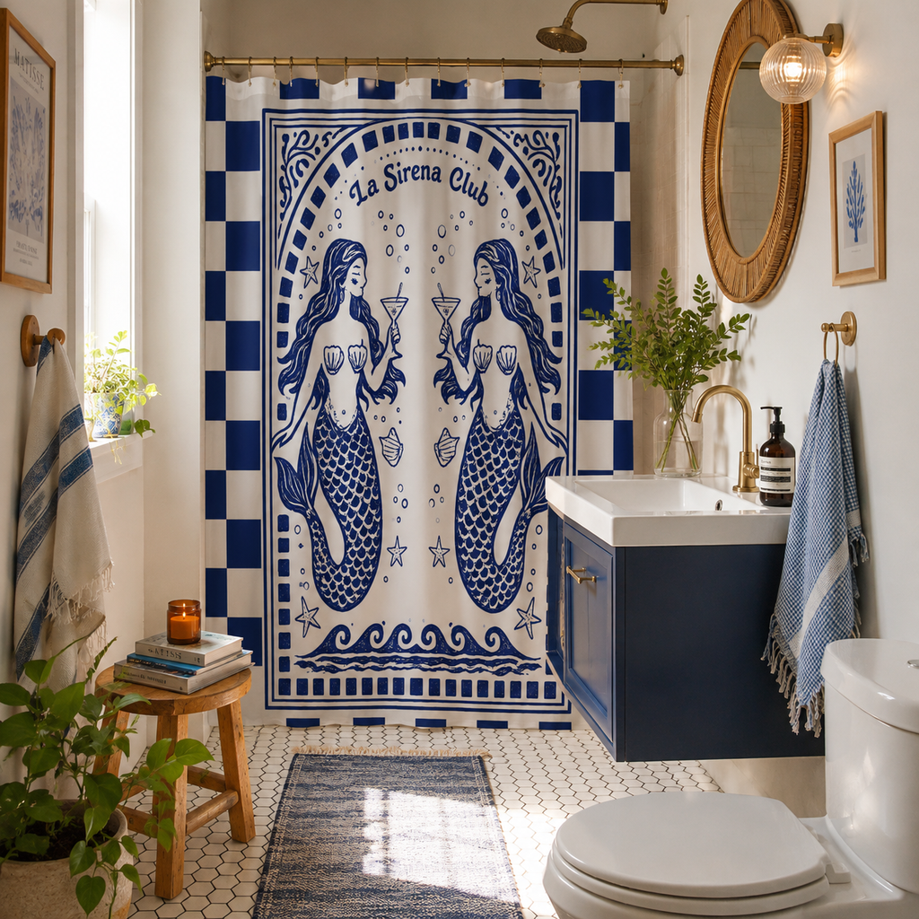 Blue Mermaid Shower Curtain