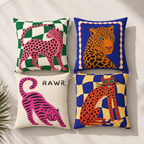 Folk Art Animal Throw Pillowcase
