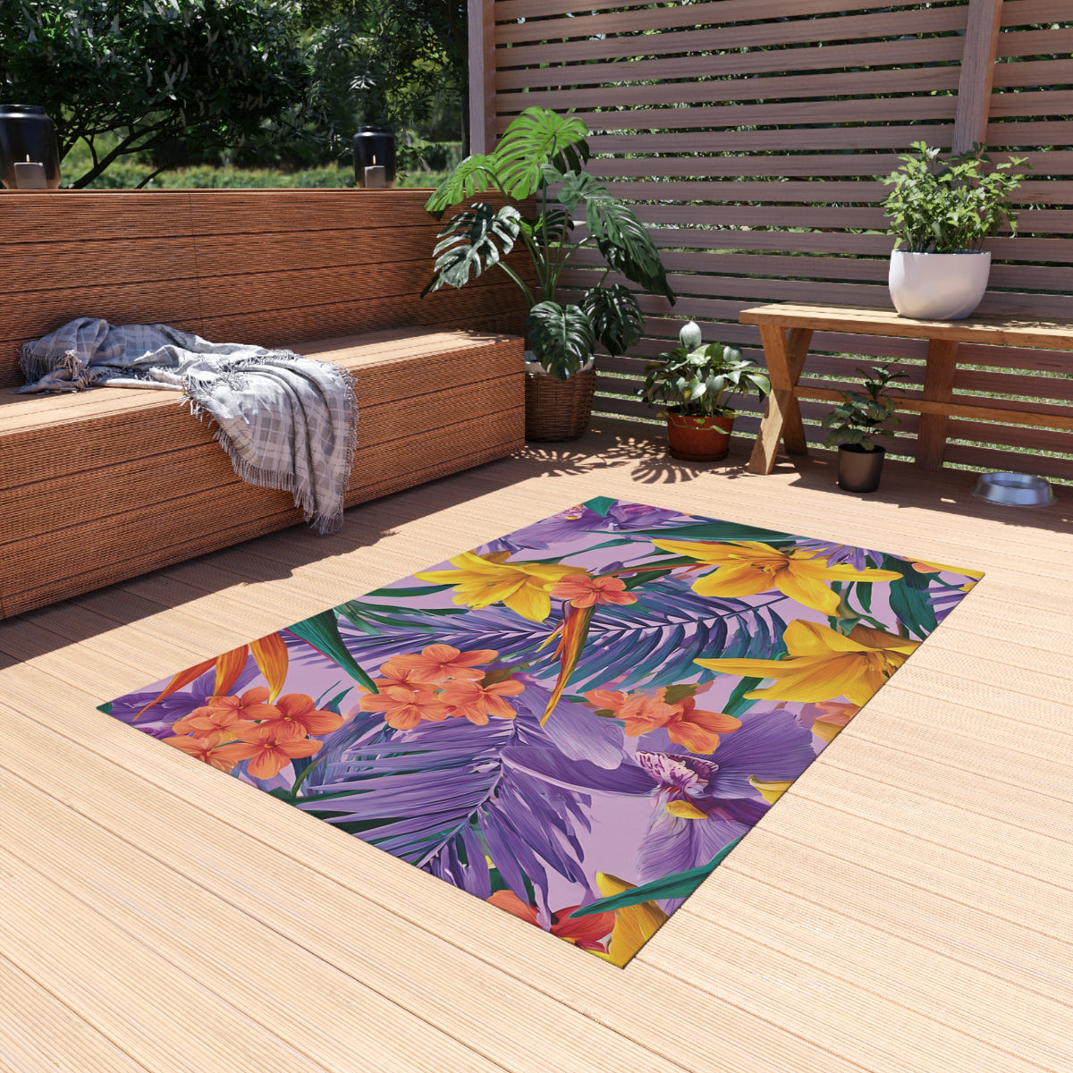 Purple and Yellow Outdoor Rug