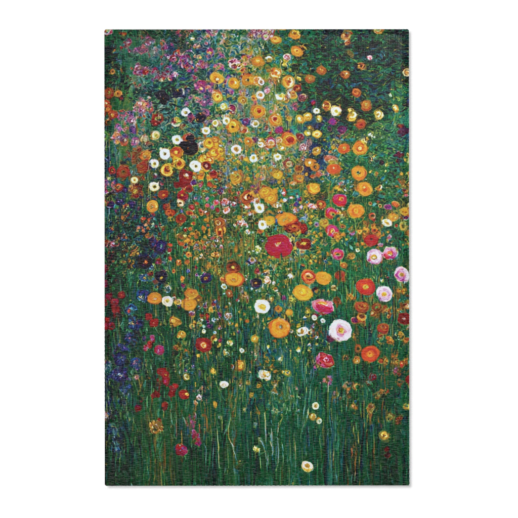 Gustav Klimt Inspired Flower Garden Area Rug
