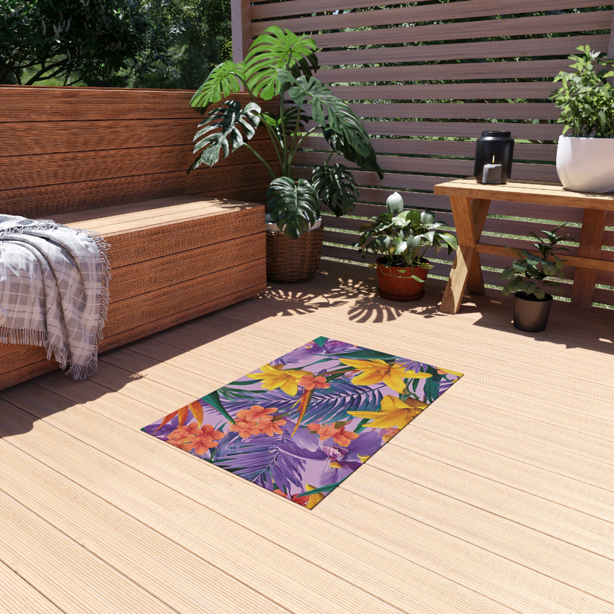 Purple and Yellow Outdoor Rug