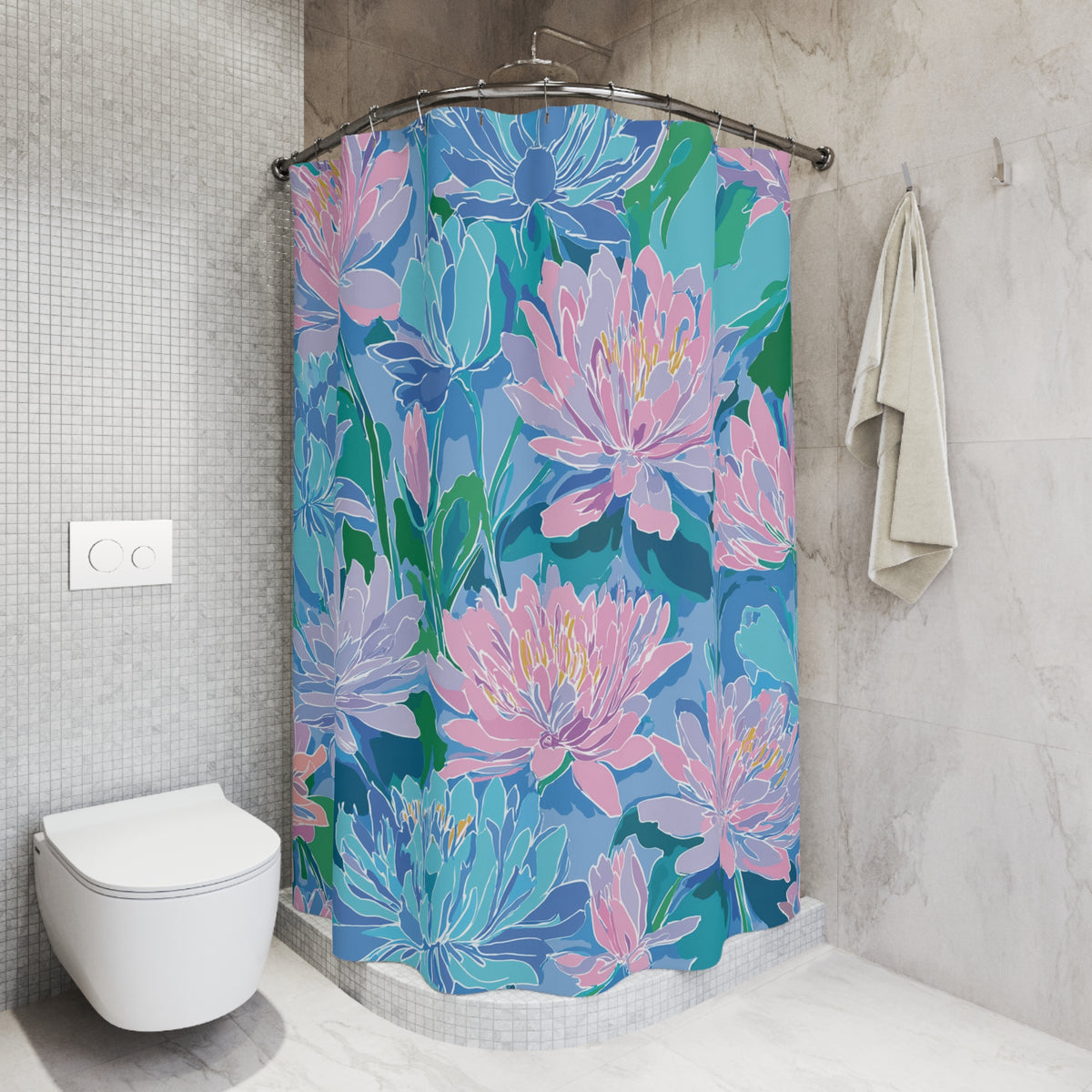 Floral Lotus Shower Curtain