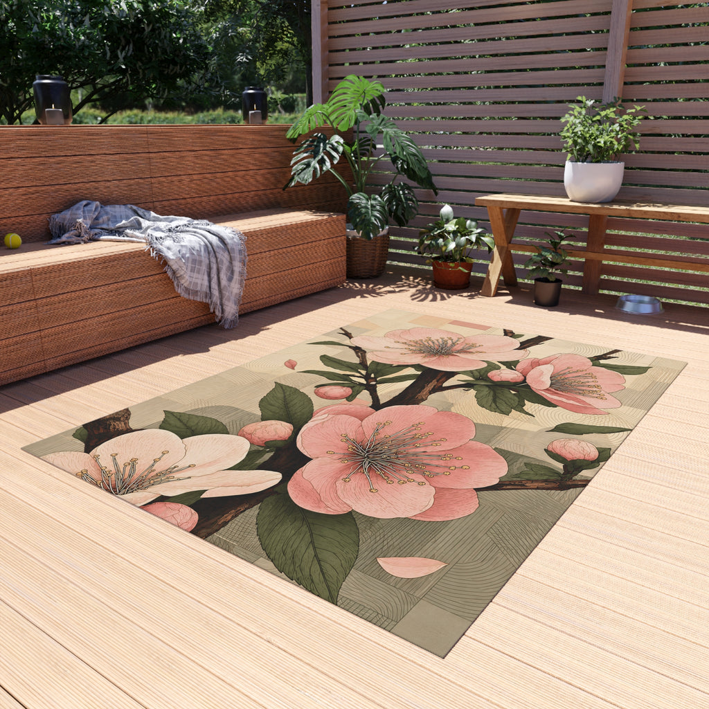 Japandi Cherry Blossom Outdoor Rug