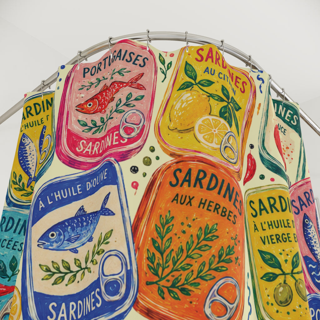 Colorful Sardine Tin Shower Curtain