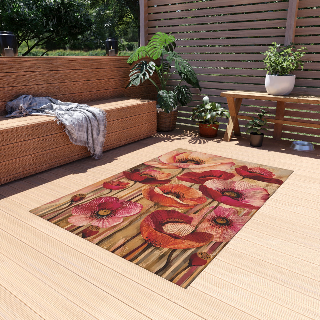 Vintage Poppy Outdoor Rug