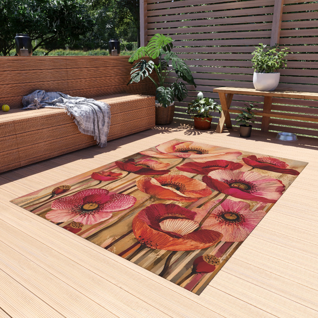 Vintage Poppy Outdoor Rug