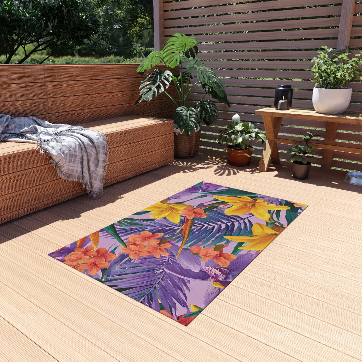 Purple and Yellow Outdoor Rug