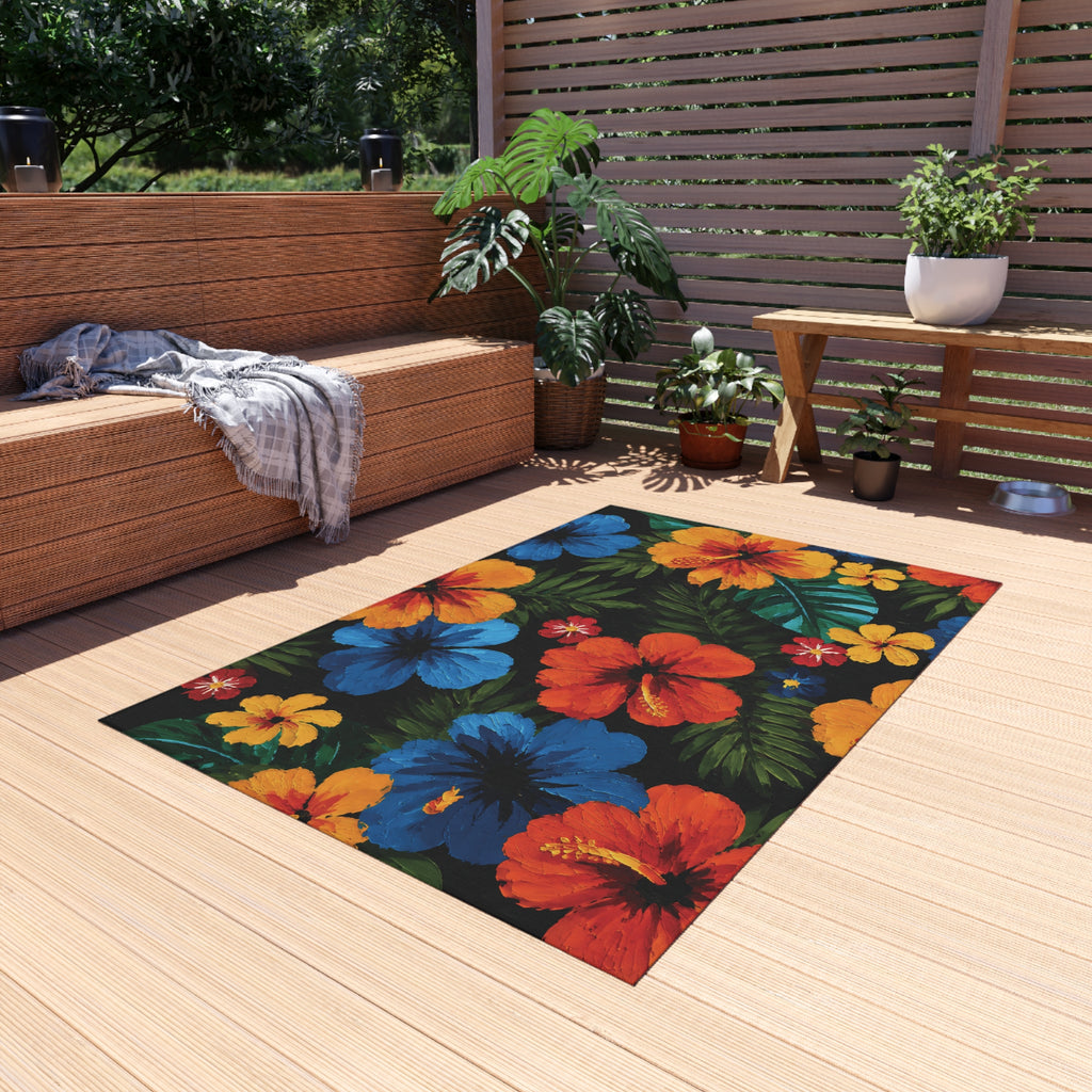 Tropical Hibiscus Outdoor Rug