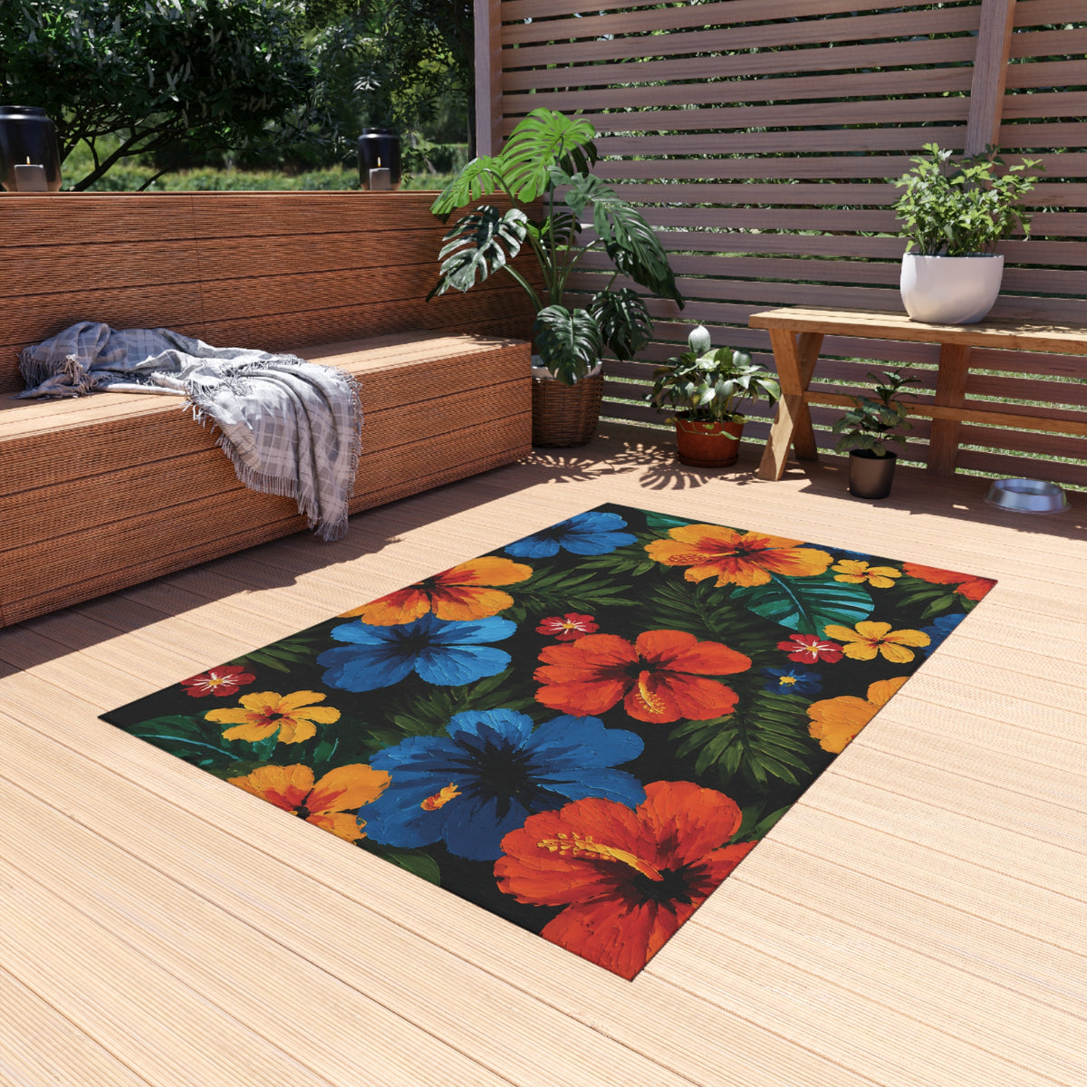 Tropical Hibiscus Outdoor Rug
