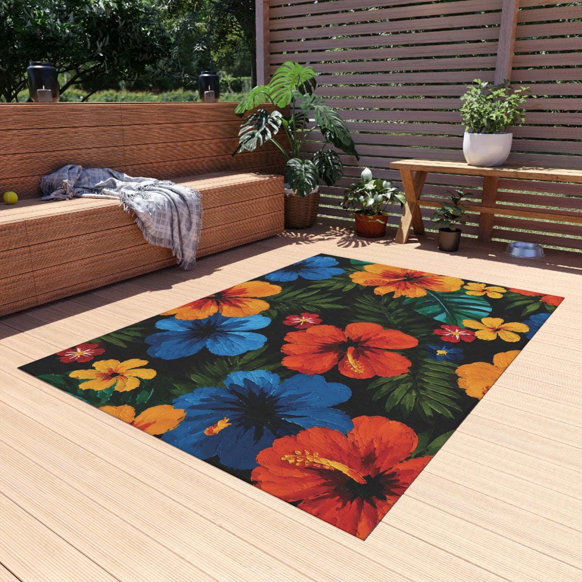 Tropical Hibiscus Outdoor Rug
