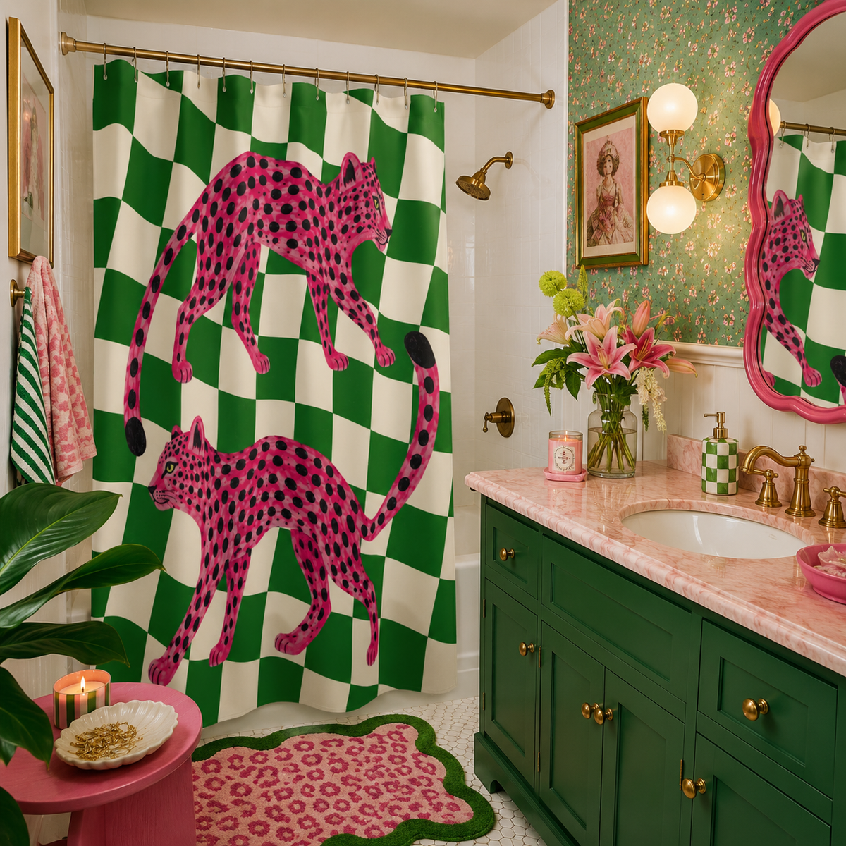 Pink Panthera Shower Curtain