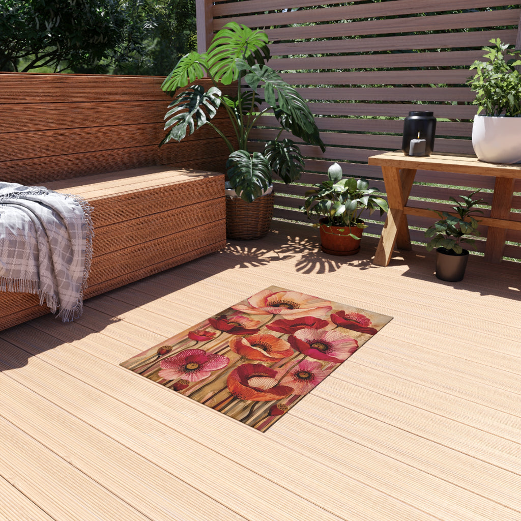 Vintage Poppy Outdoor Rug