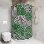 Pink & Green Seashell Shower Curtain