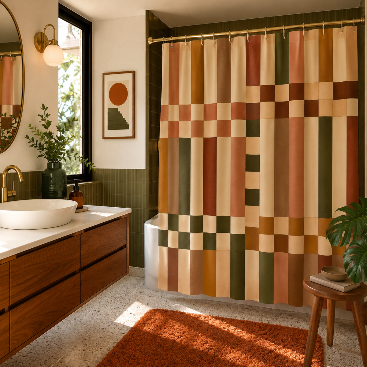 Block Print Shower Curtain