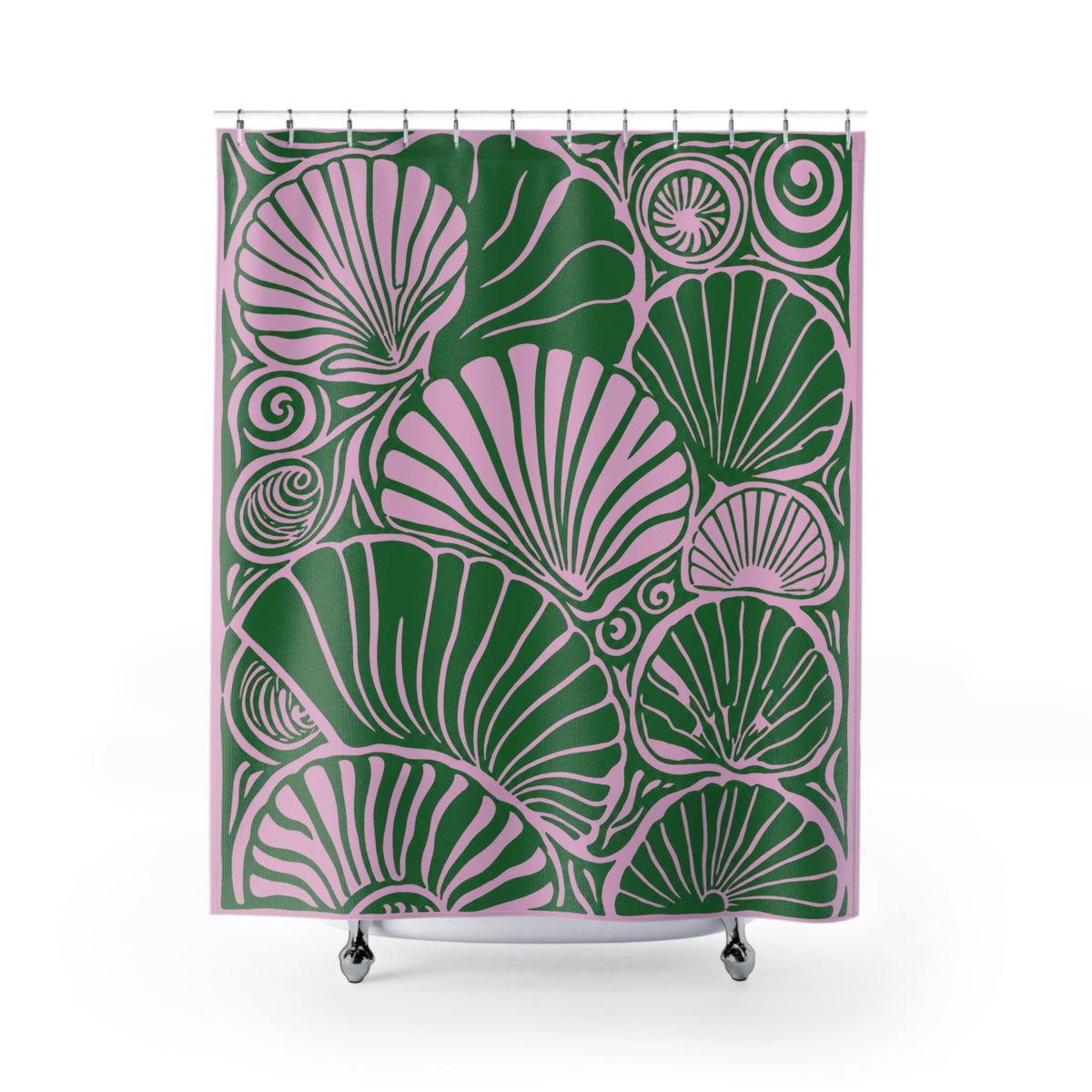 Pink & Green Seashell Shower Curtain