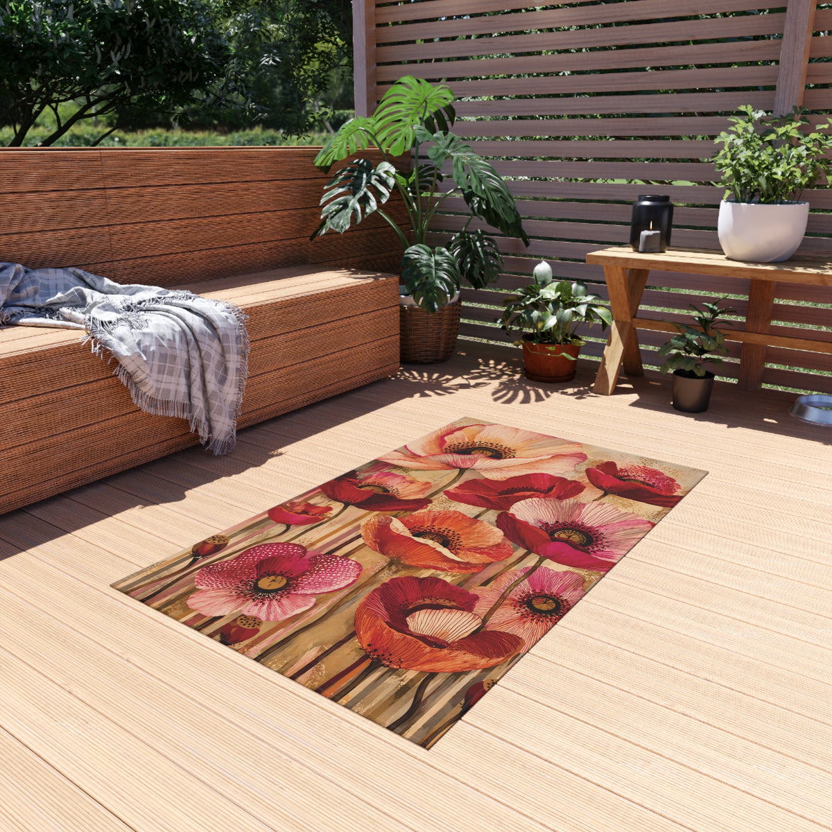 Vintage Poppy Outdoor Rug