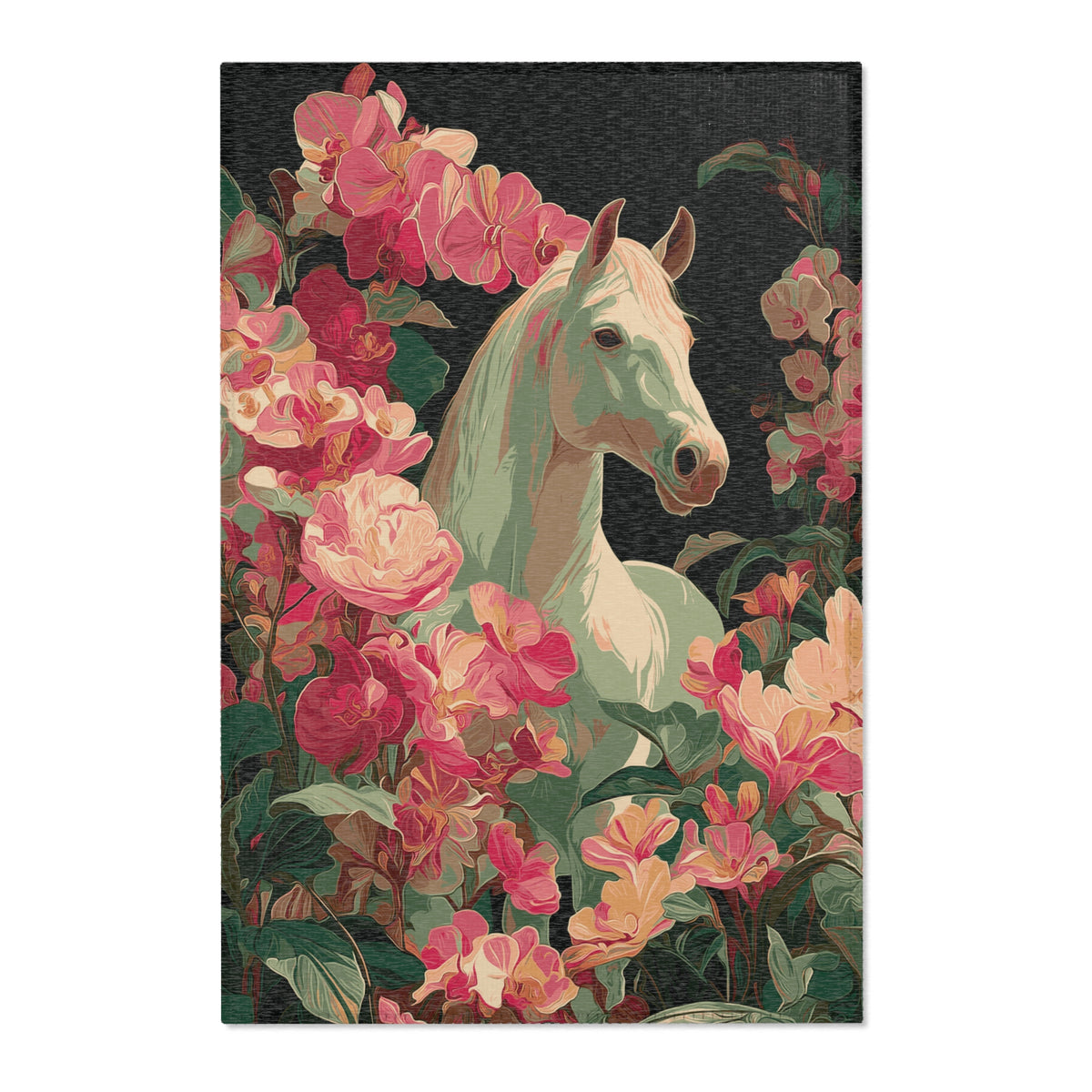 Horse Flower Area Rug