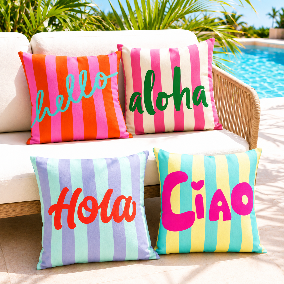 Coastal Cabana Stripes Outdoor Pillow