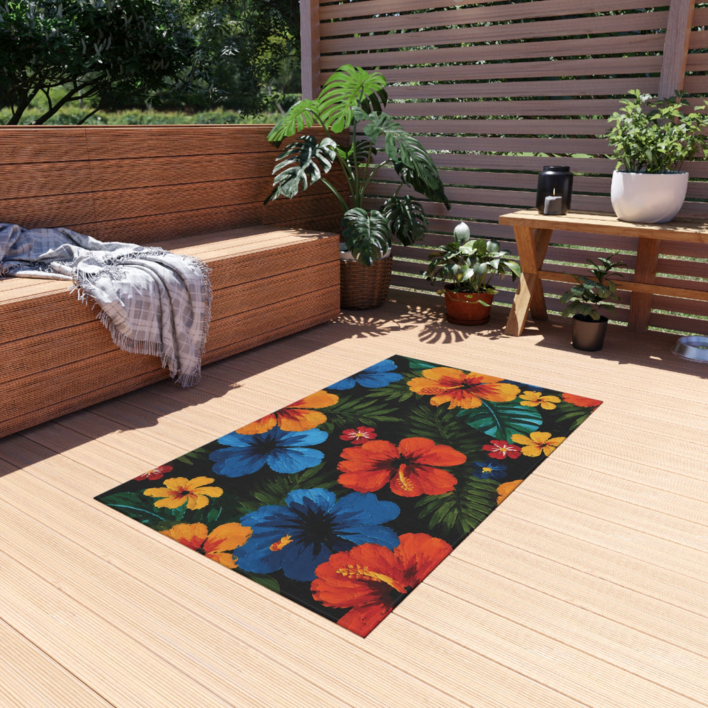 Tropical Hibiscus Outdoor Rug