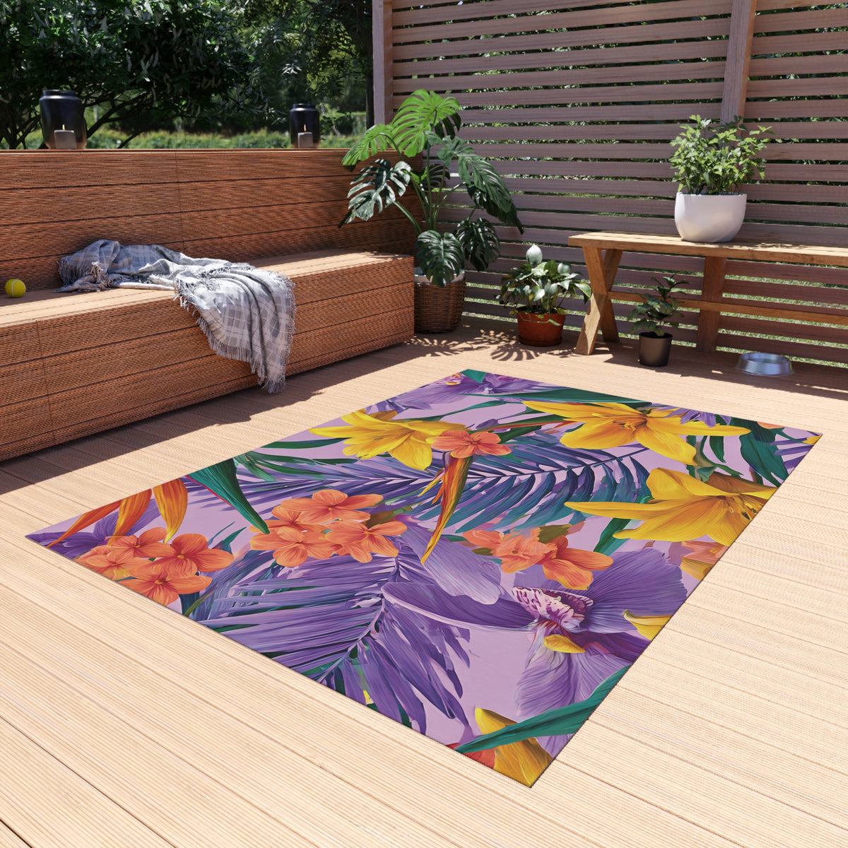 Purple and Yellow Outdoor Rug