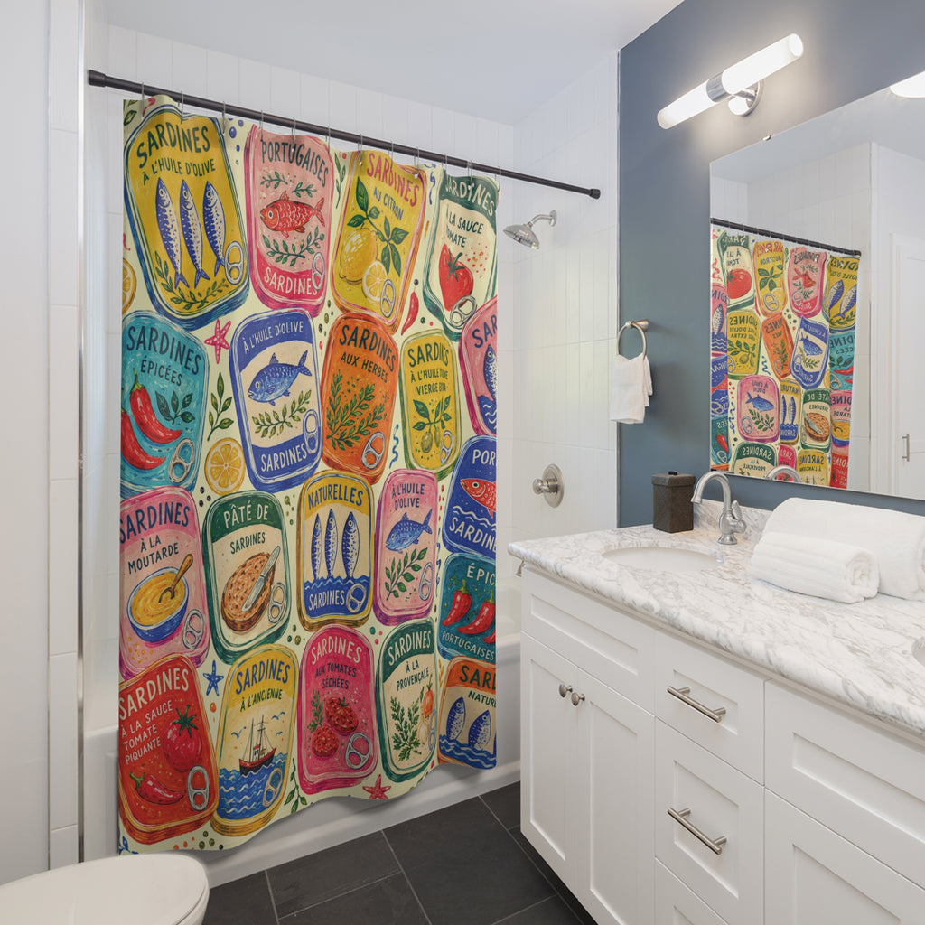 Colorful Sardine Tin Shower Curtain