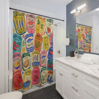 Colorful Sardine Tin Shower Curtain