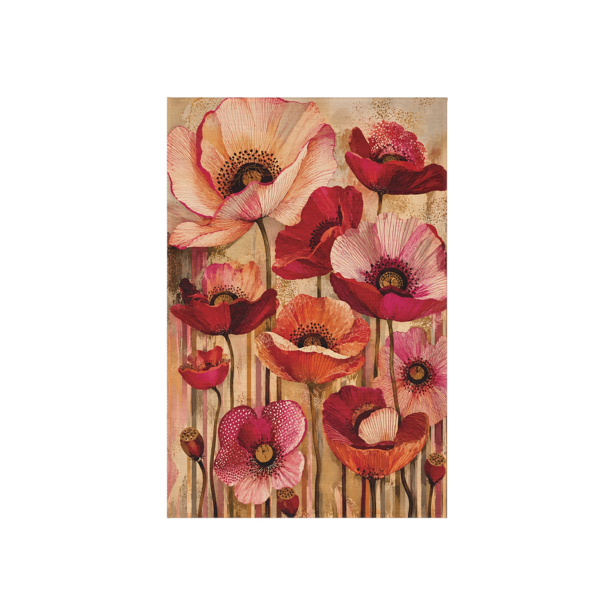 Vintage Poppy Outdoor Rug