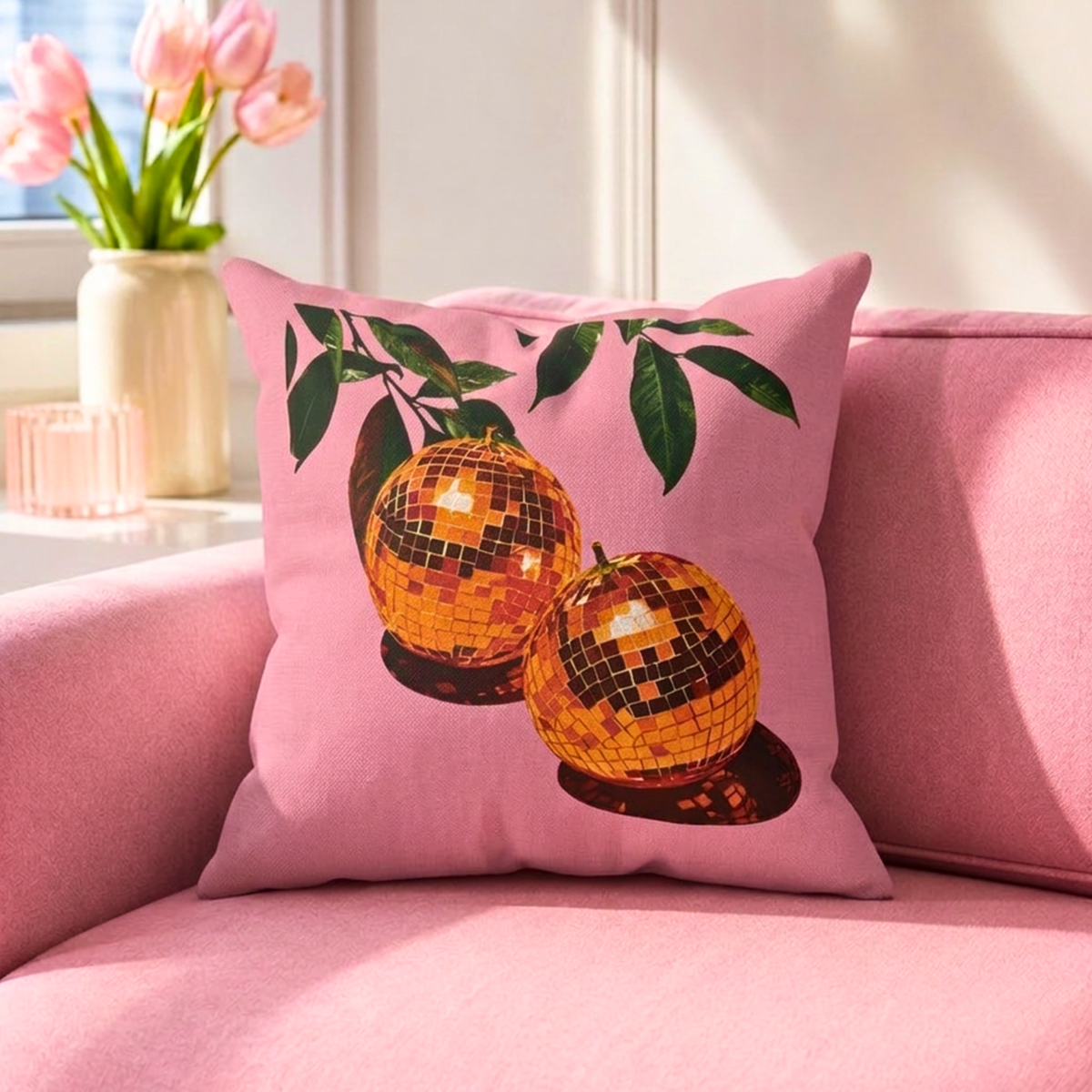 Disco Fruit Throw Pillow