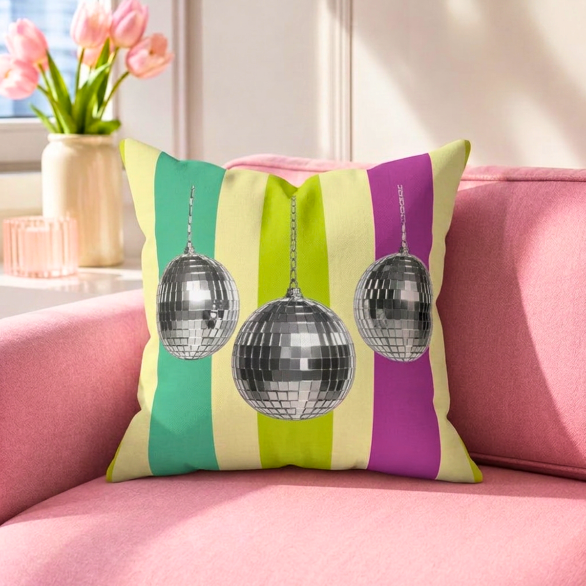 Disco Fruit Throw Pillow