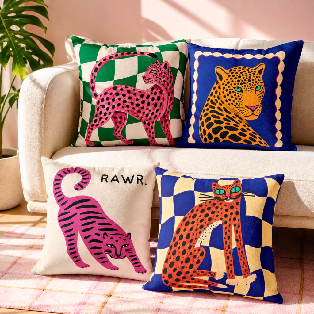 Folk Art Animal Throw Pillow