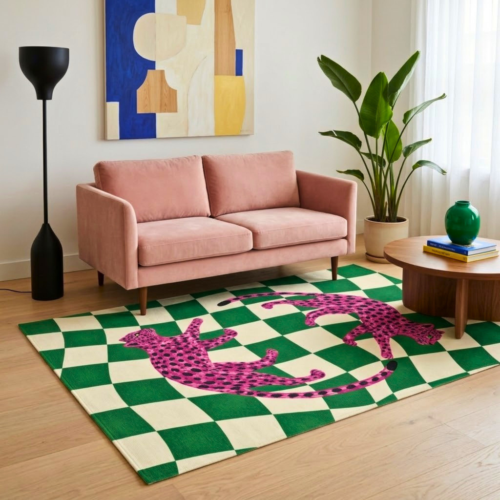 Pink Leopard Area Rug