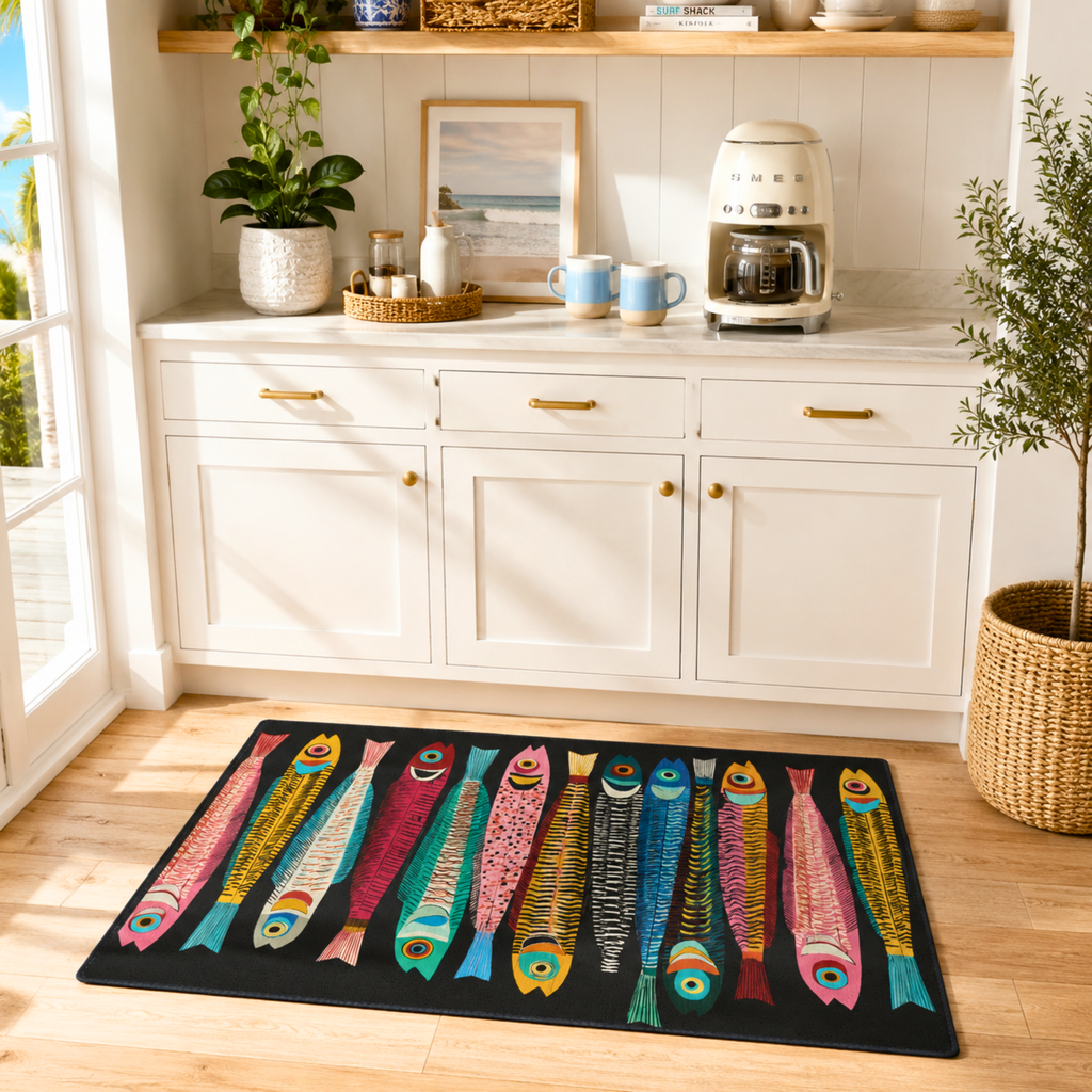 Quirky Sardine Fish Kitchen Mat