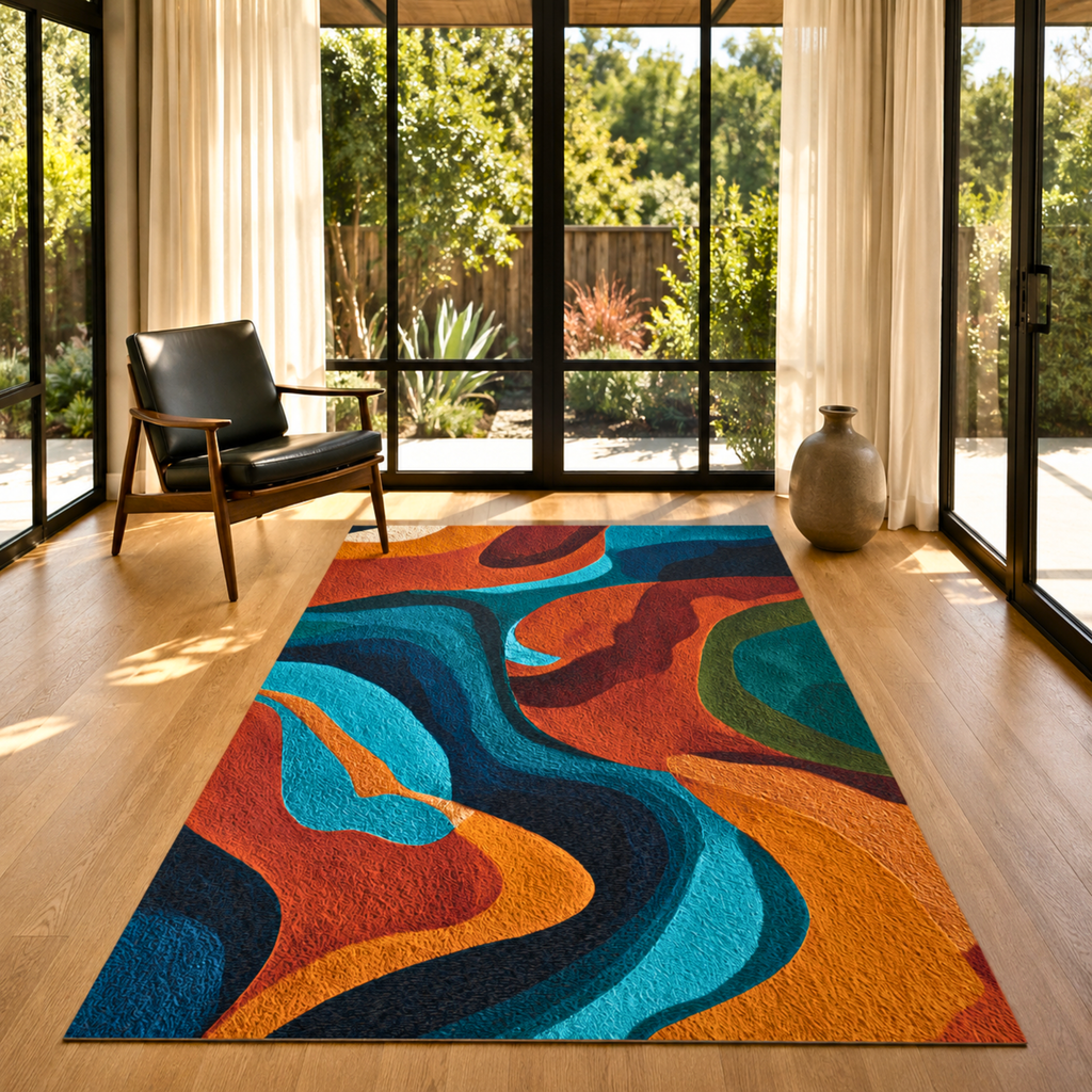 MCM  Abstract Swirl Area Rug