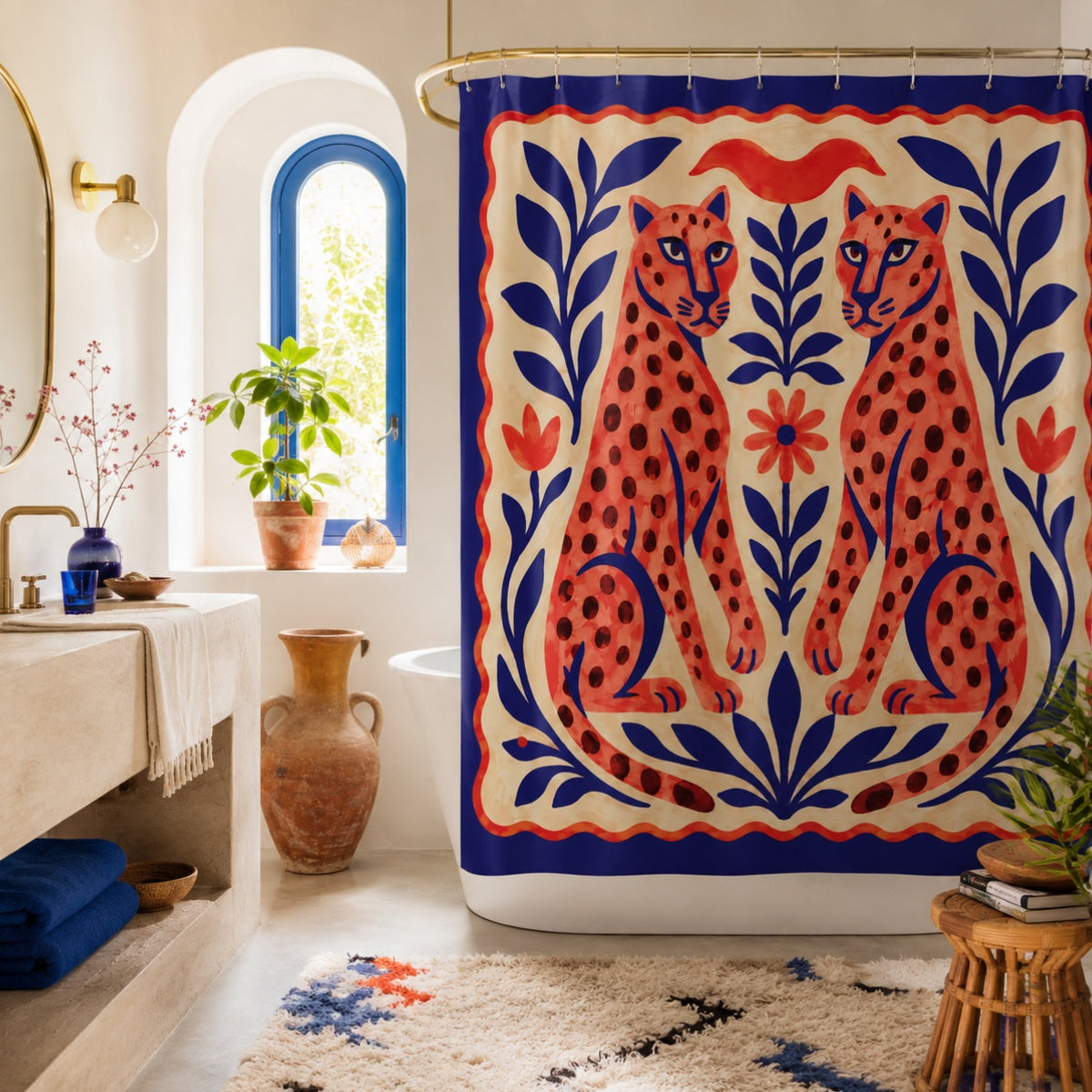 Folk Art Cats Shower Curtain