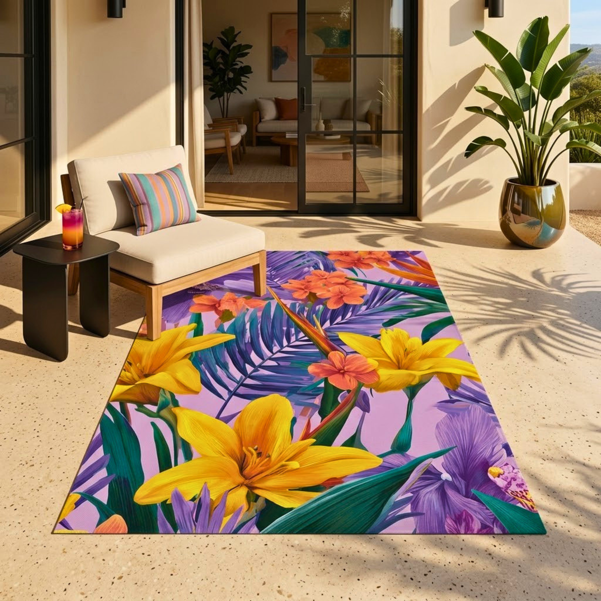 Purple and Yellow Outdoor Rug