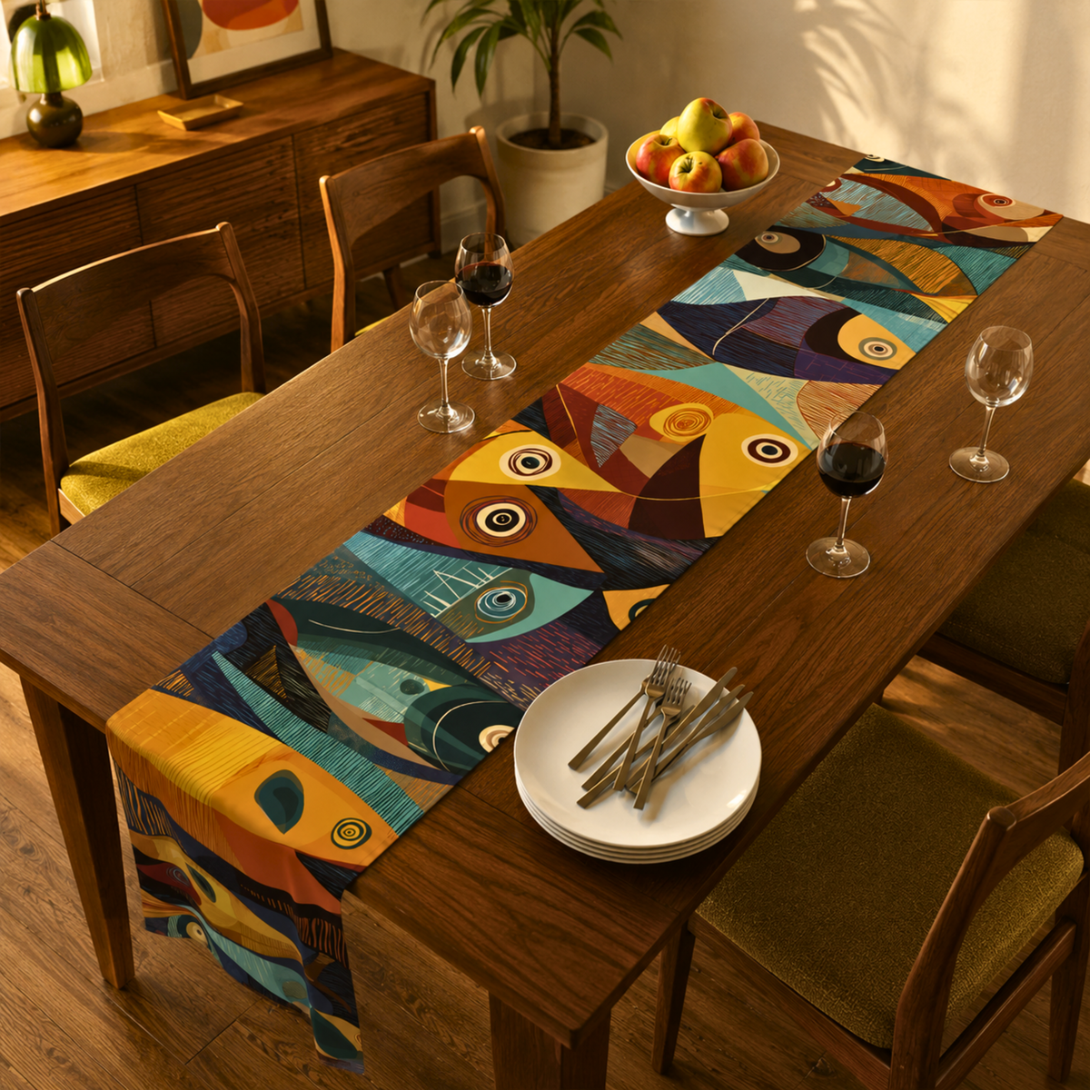 Abstract Fish Table Runner