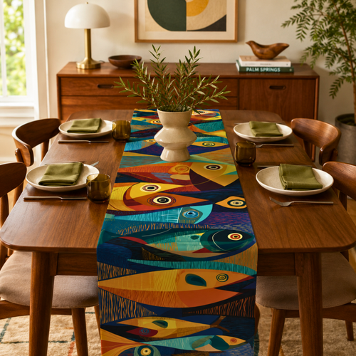 Abstract Fish Table Runner