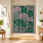 Pink & Green Seashell Shower Curtain