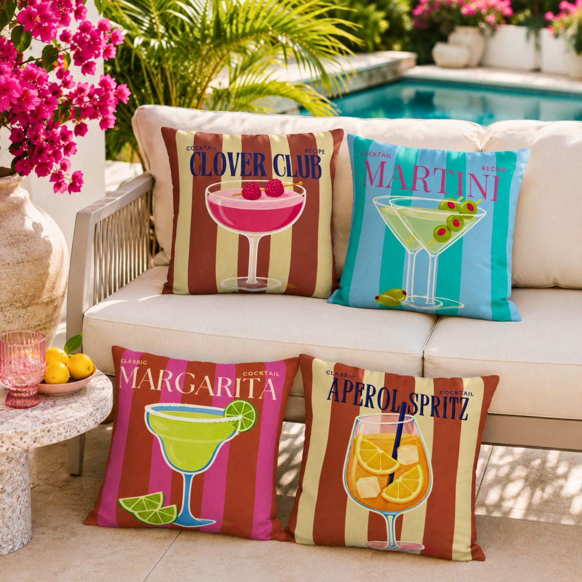Classic Cocktail Outdoor Pillow