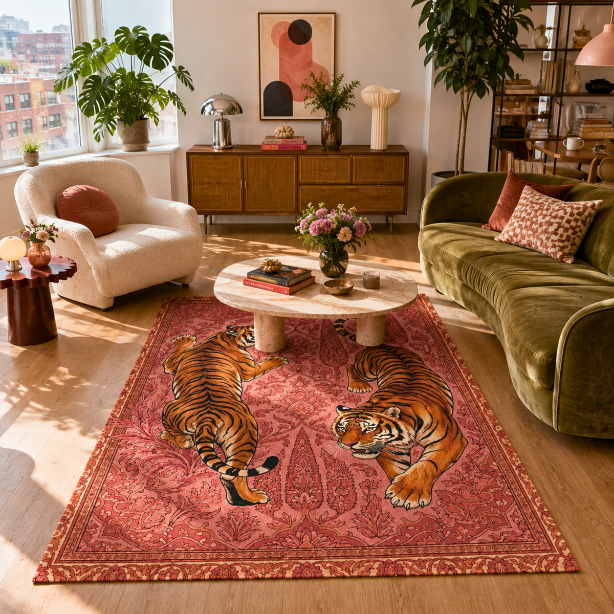 Pink Tiger Persian Style Rug
